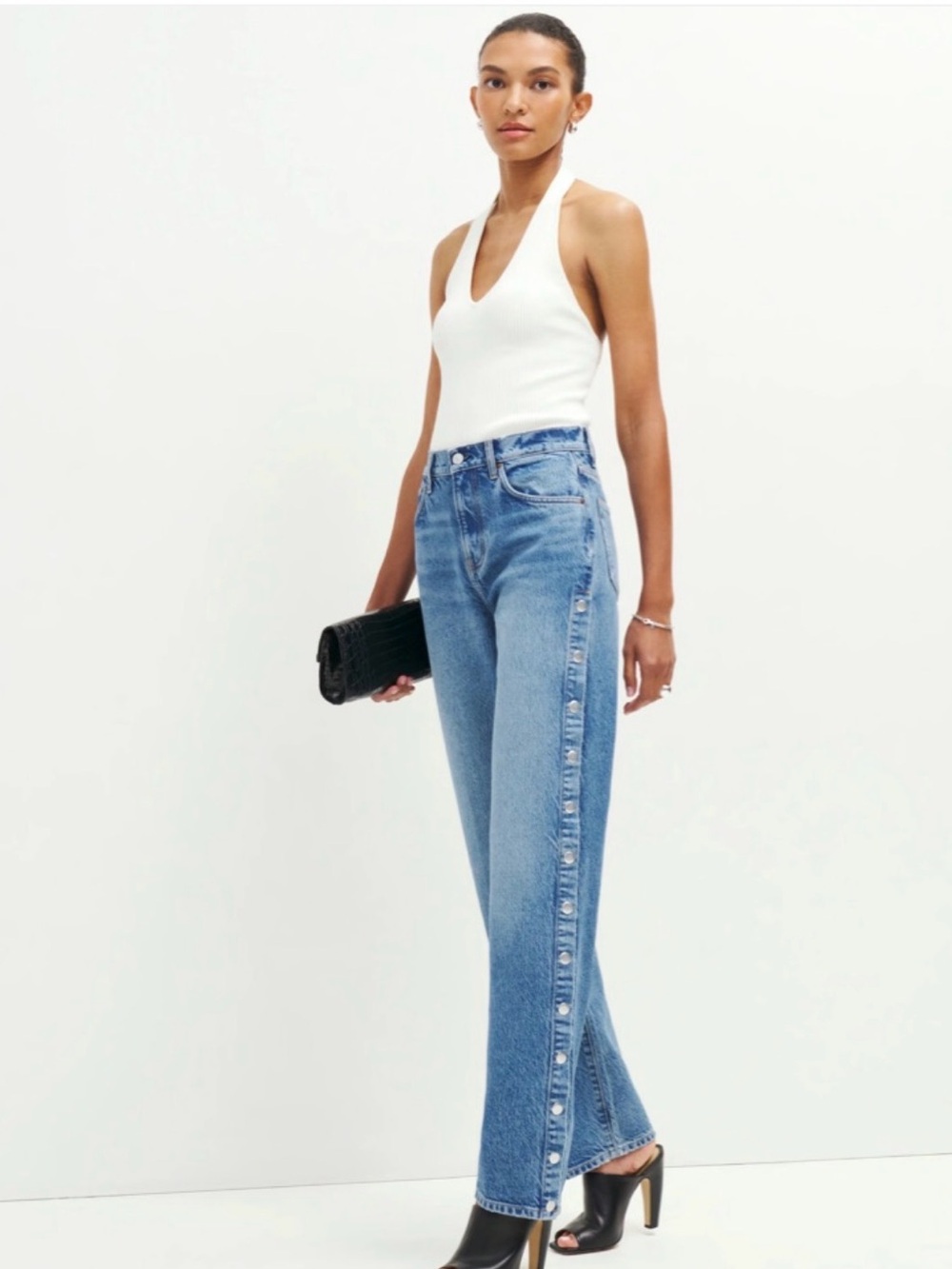 Reformation Val 90s Colorado Snap Side Button Jeans Size 26